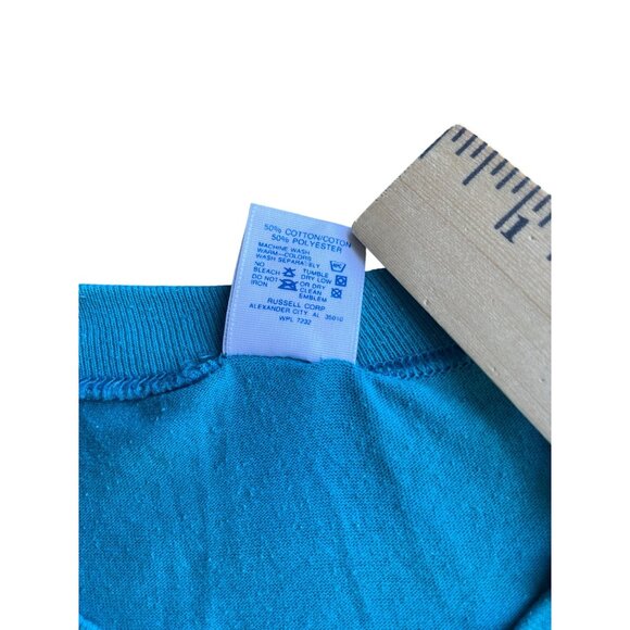 Harley Davidson The Classic Motorcycling T-Shirt Blue Vintage 1985 Jerzees Large - Picture 3 of 7